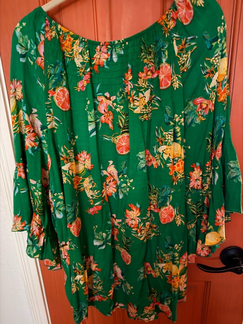 Cato Green Floral Citrus Off-Shoulder Blouse - Picture 3 of 3